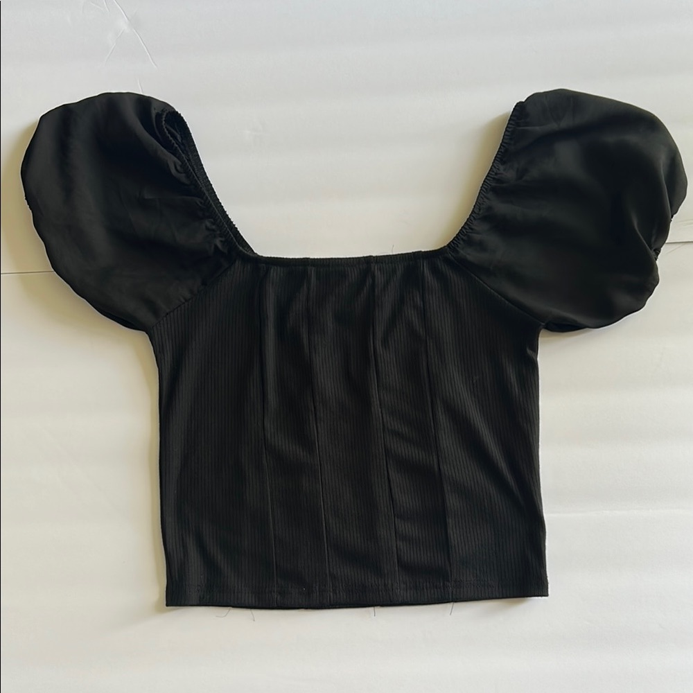 Elegant Black Puff Sleeve Top